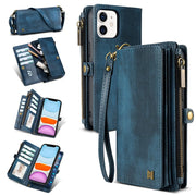 iPhone 13 Multi-Function Wallet Case with Accessories (Blue)