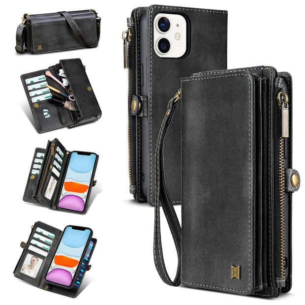 iPhone 13 Multi-Function Wallet Case with Accessories (Blue)