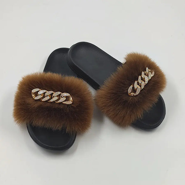 Faux Fur Fashion Slides