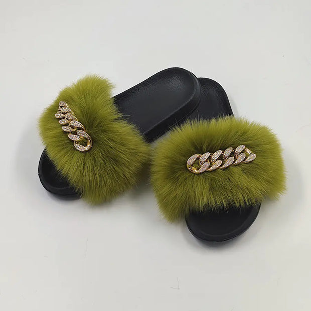 Faux Fur Fashion Slides
