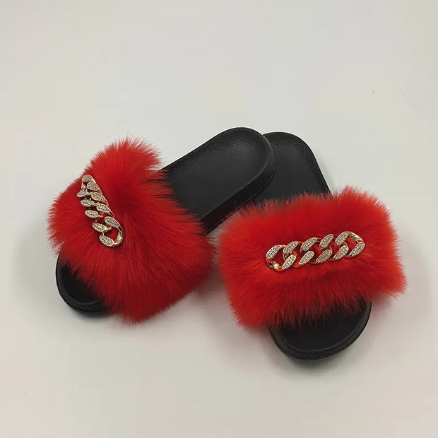 Faux Fur Fashion Slides