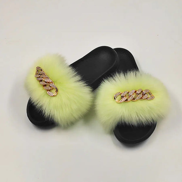 Faux Fur Fashion Slides
