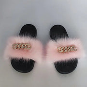 Faux Fur Fashion Slides
