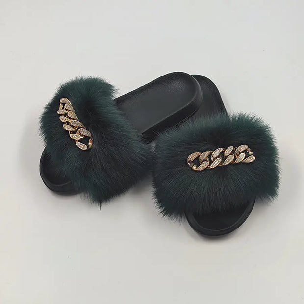 Faux Fur Fashion Slides