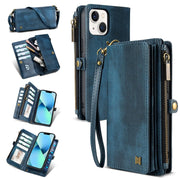 iPhone 13 Multi-Function Wallet Case with Accessories (Blue)