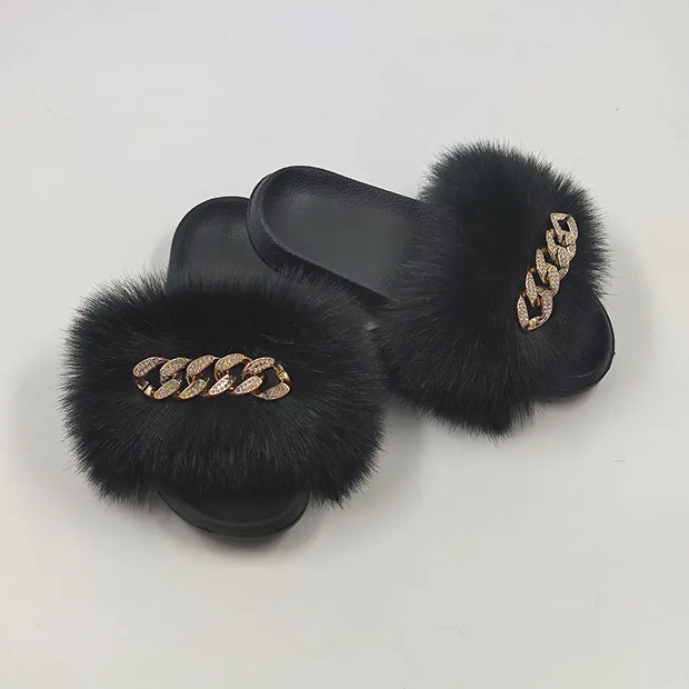 Faux Fur Fashion Slides