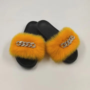 Faux Fur Fashion Slides