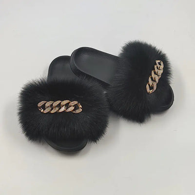 Faux Fur Fashion Slides