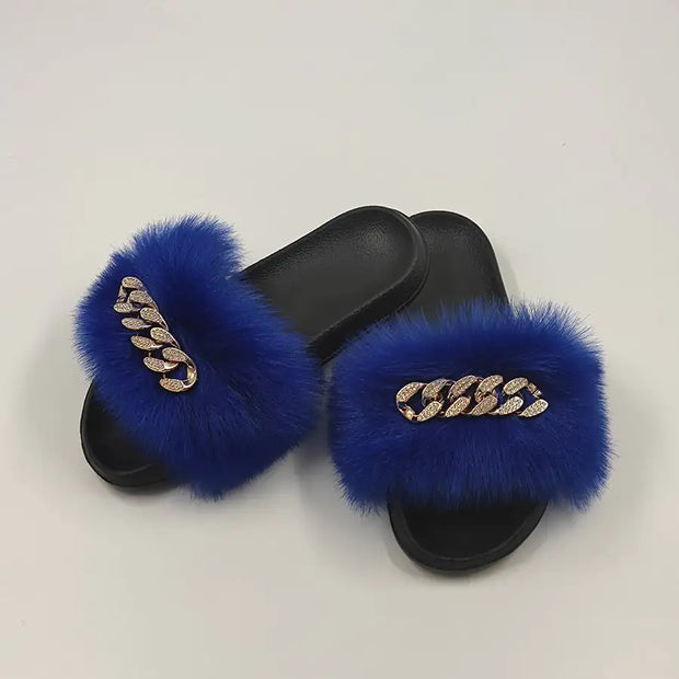 Faux Fur Fashion Slides