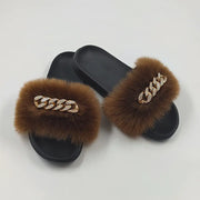 Faux Fur Fashion Slides